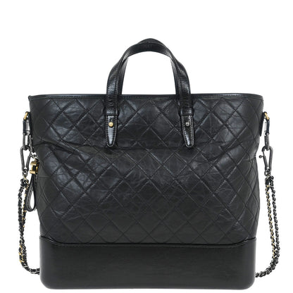 Chanel 2017-2018 Black Lambskin Calfskin Gabrielle 2way Shoulder Tote Handbag