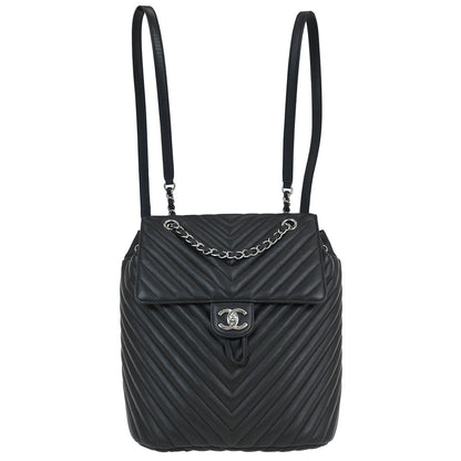 Chanel 2016-2017 Black Lambskin Chevron Urban Spirit Backpack