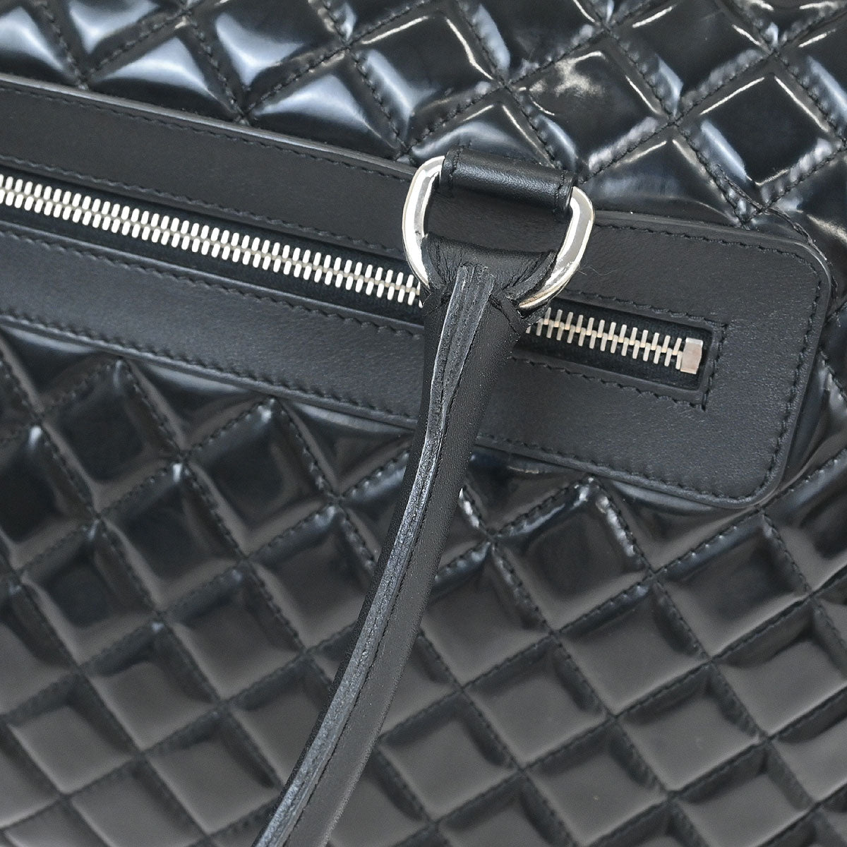 Chanel 2014-2015 Black Patent Leather Duffle Handbag