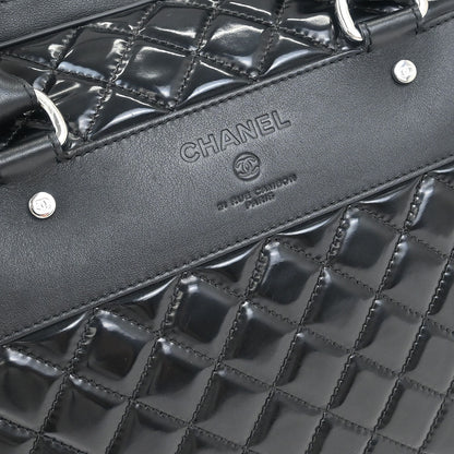 Chanel 2014-2015 Black Patent Leather Duffle Handbag