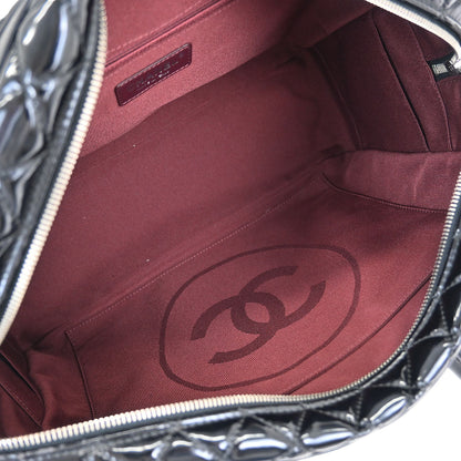 Chanel 2014-2015 Black Patent Leather Duffle Handbag