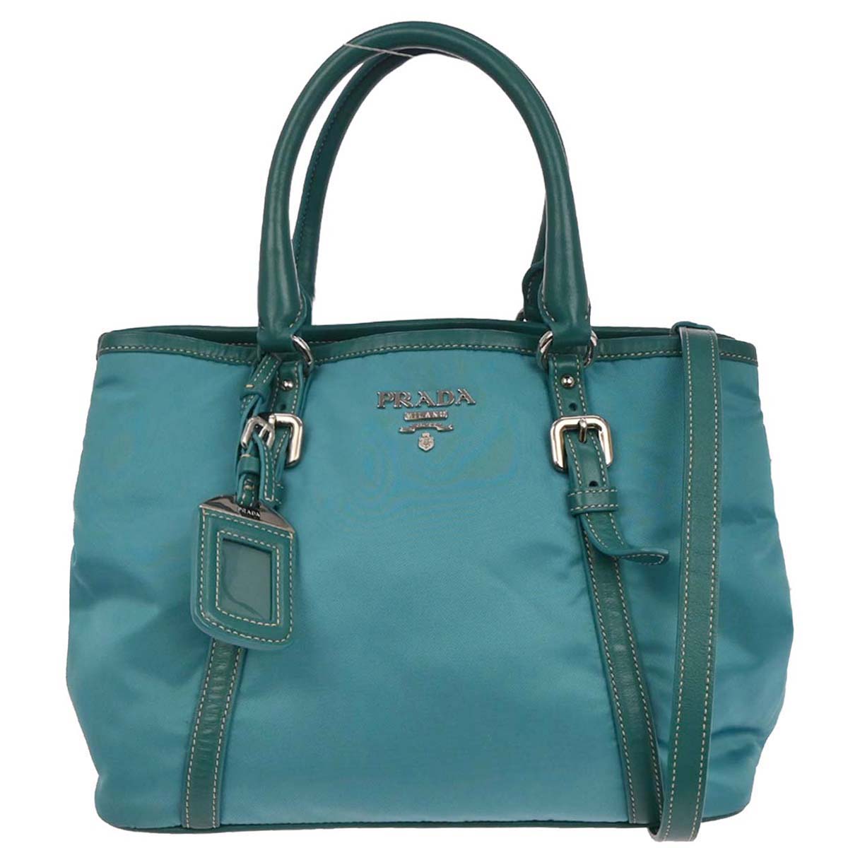 Prada Turquoise Blue Nylon 2way Shoulder Handbag