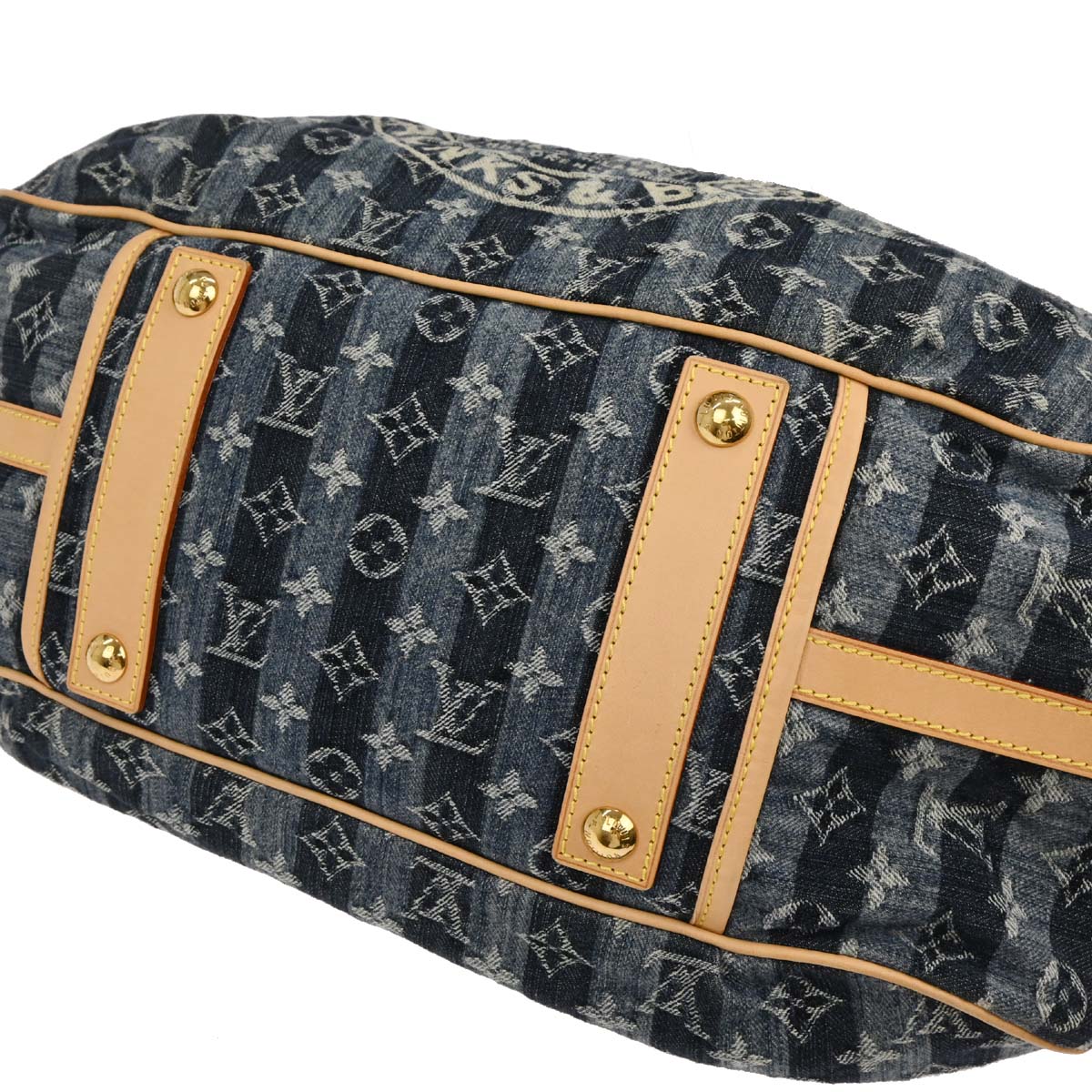 Louis Vuitton 2006 Blue Monogram Denim Cabas Raye GM 2way Shoulder Tote M95336