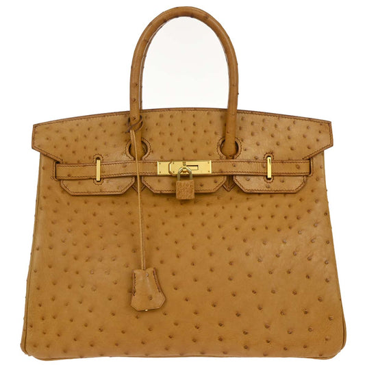 Hermes * 1997 Saffron Ostrich Birkin 35 Handbag