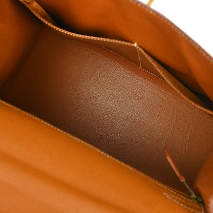 Hermes 1992 Beige Gold Toile H Courchevel Kelly 28 Sellier 2way Shoulder Handbag