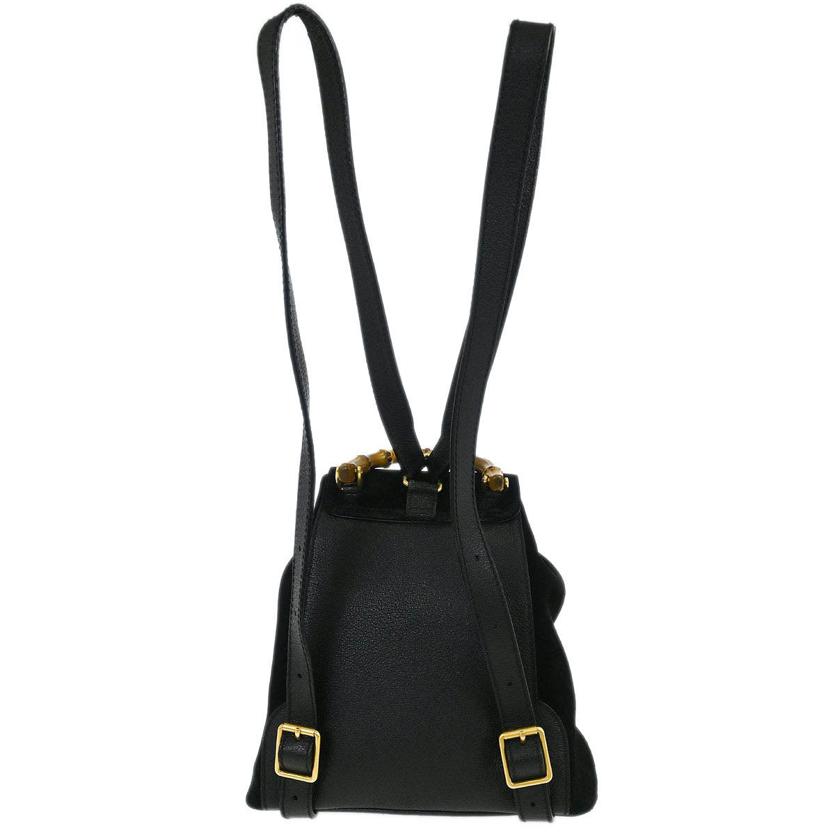 Gucci Black Suede Bamboo Backpack
