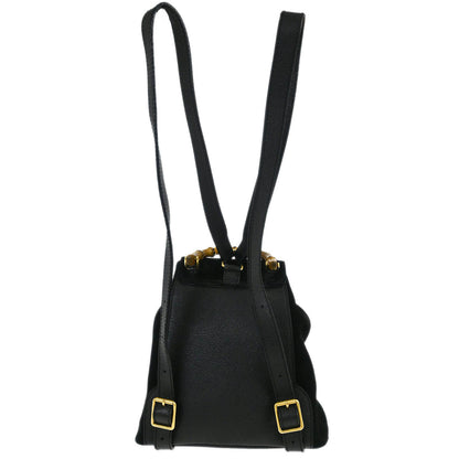 Gucci Black Suede Bamboo Backpack