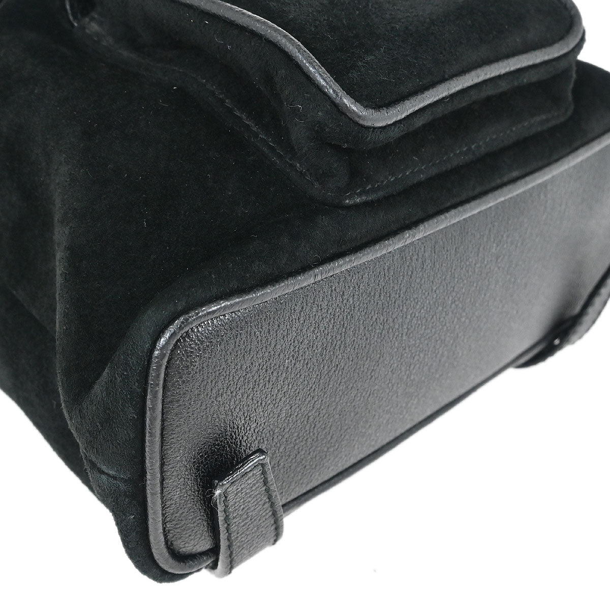 Gucci Black Suede Bamboo Backpack