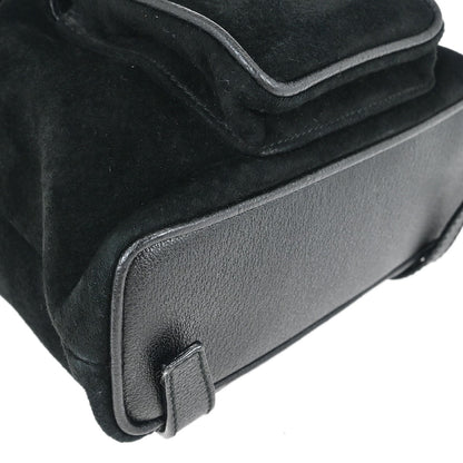 Gucci Black Suede Bamboo Backpack