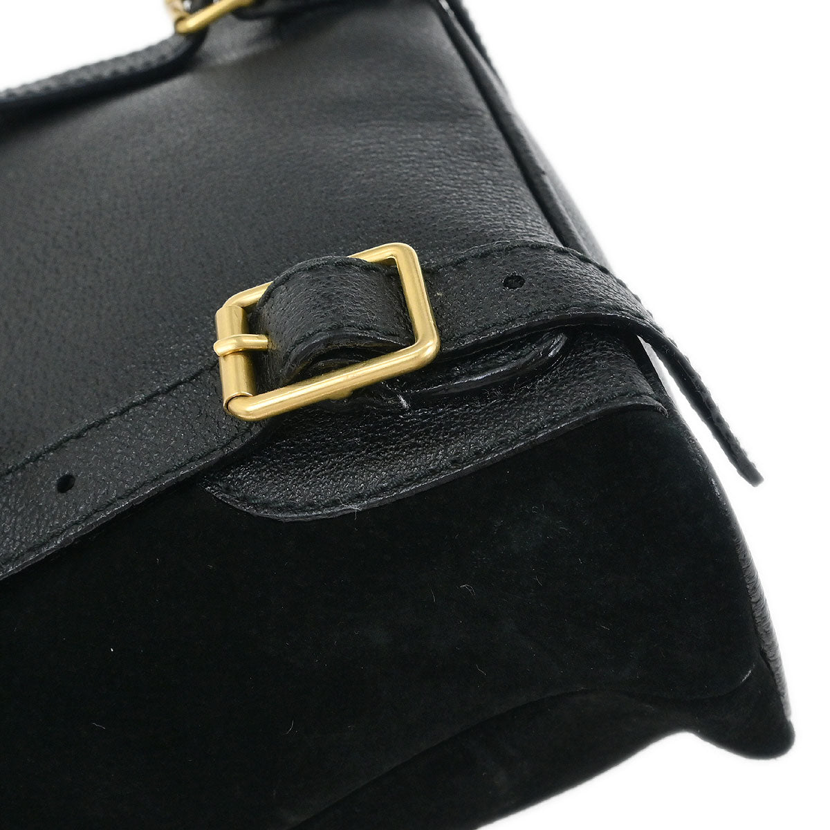 Gucci Black Suede Bamboo Backpack