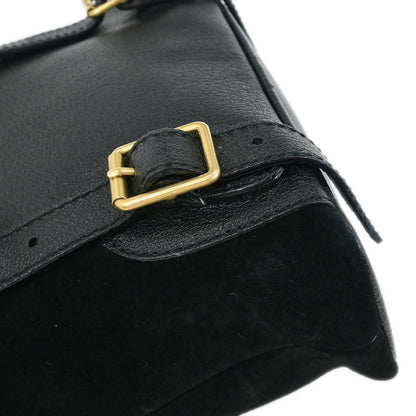 Gucci Black Suede Bamboo Backpack