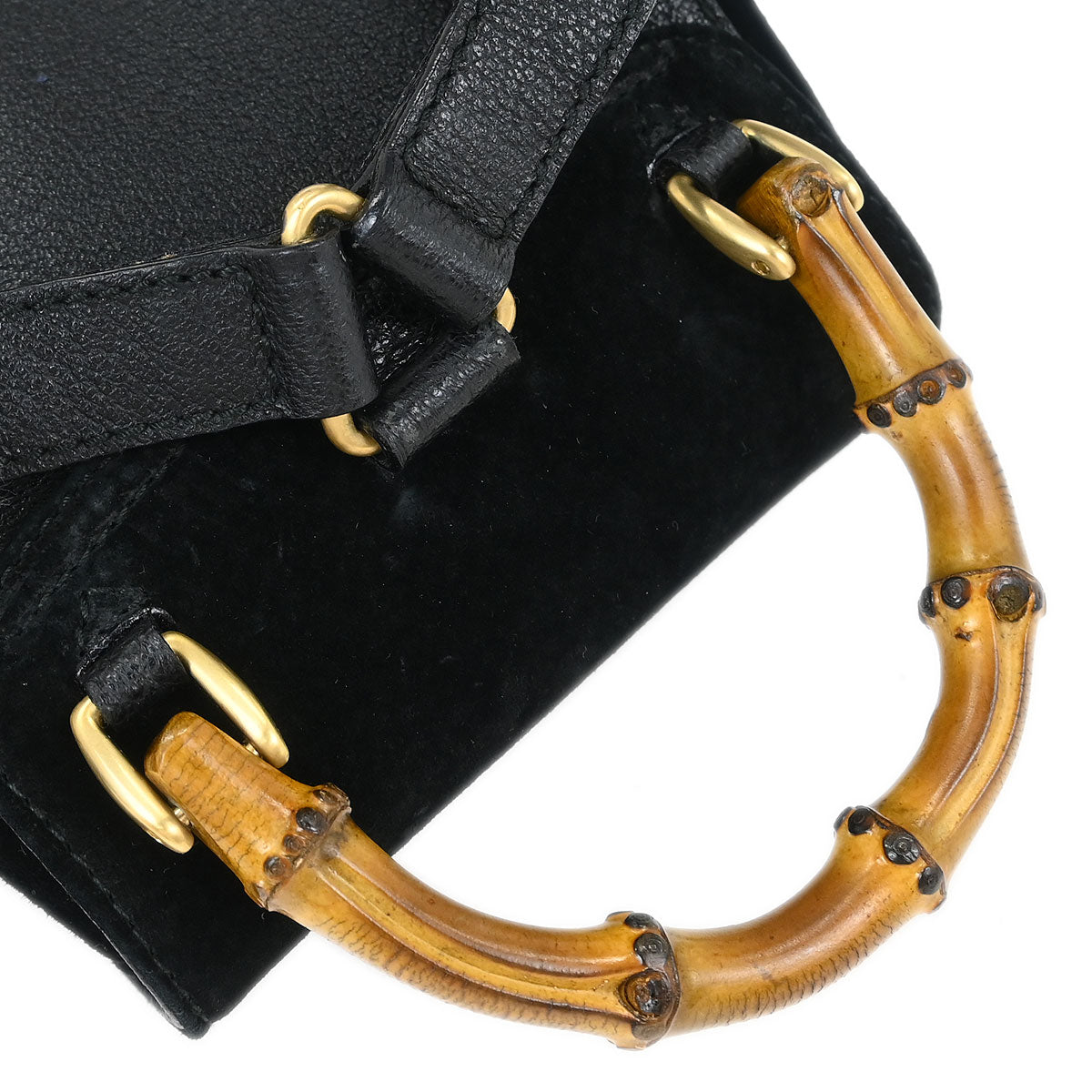 Gucci Black Suede Bamboo Backpack