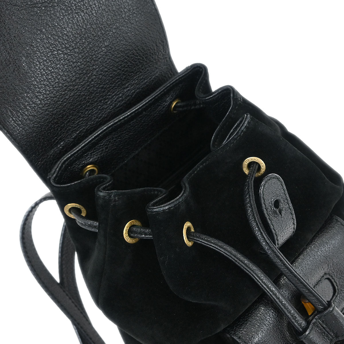 Gucci Black Suede Bamboo Backpack