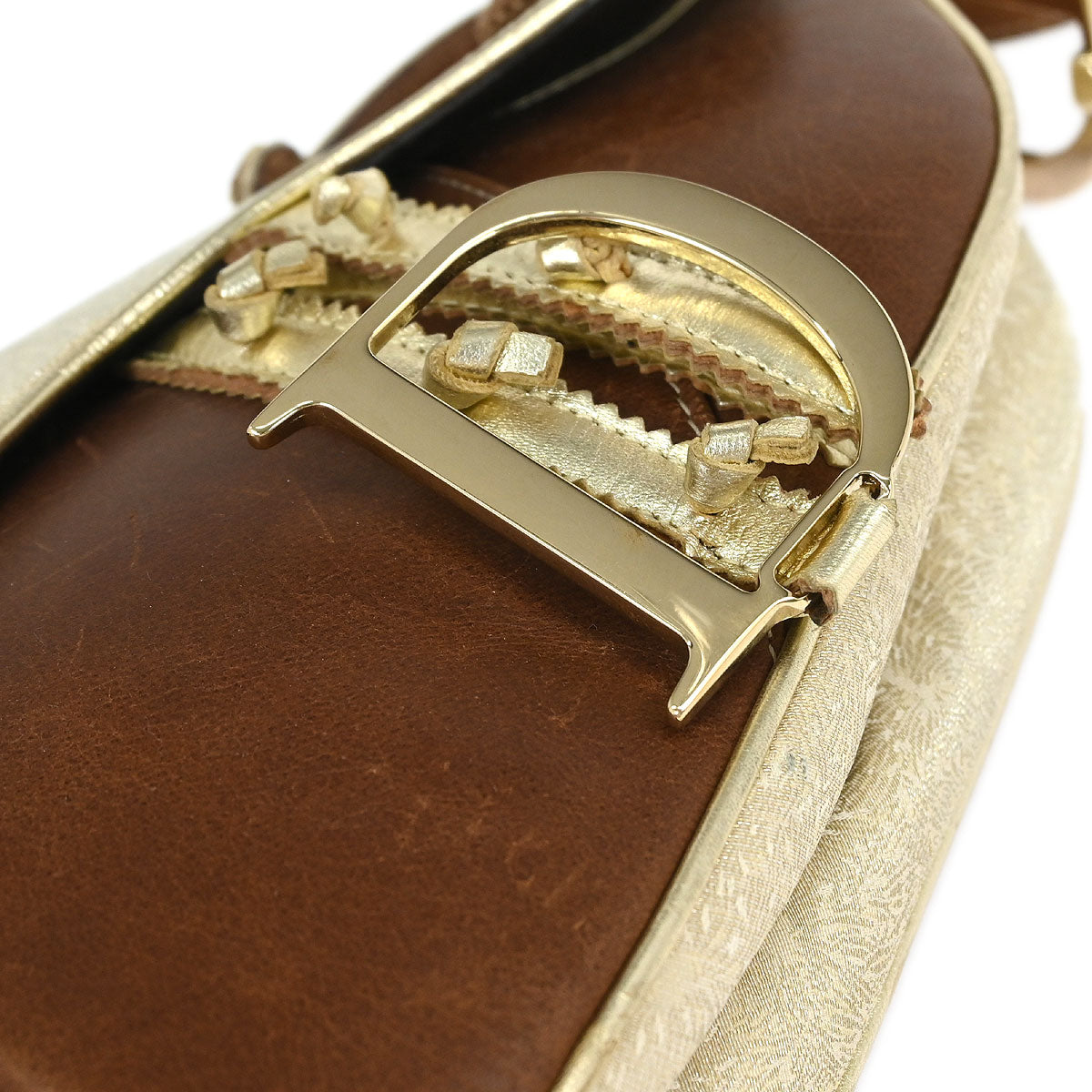 Christian Dior Gold Brown Saddle Handbag