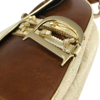 Christian Dior Gold Brown Saddle Handbag