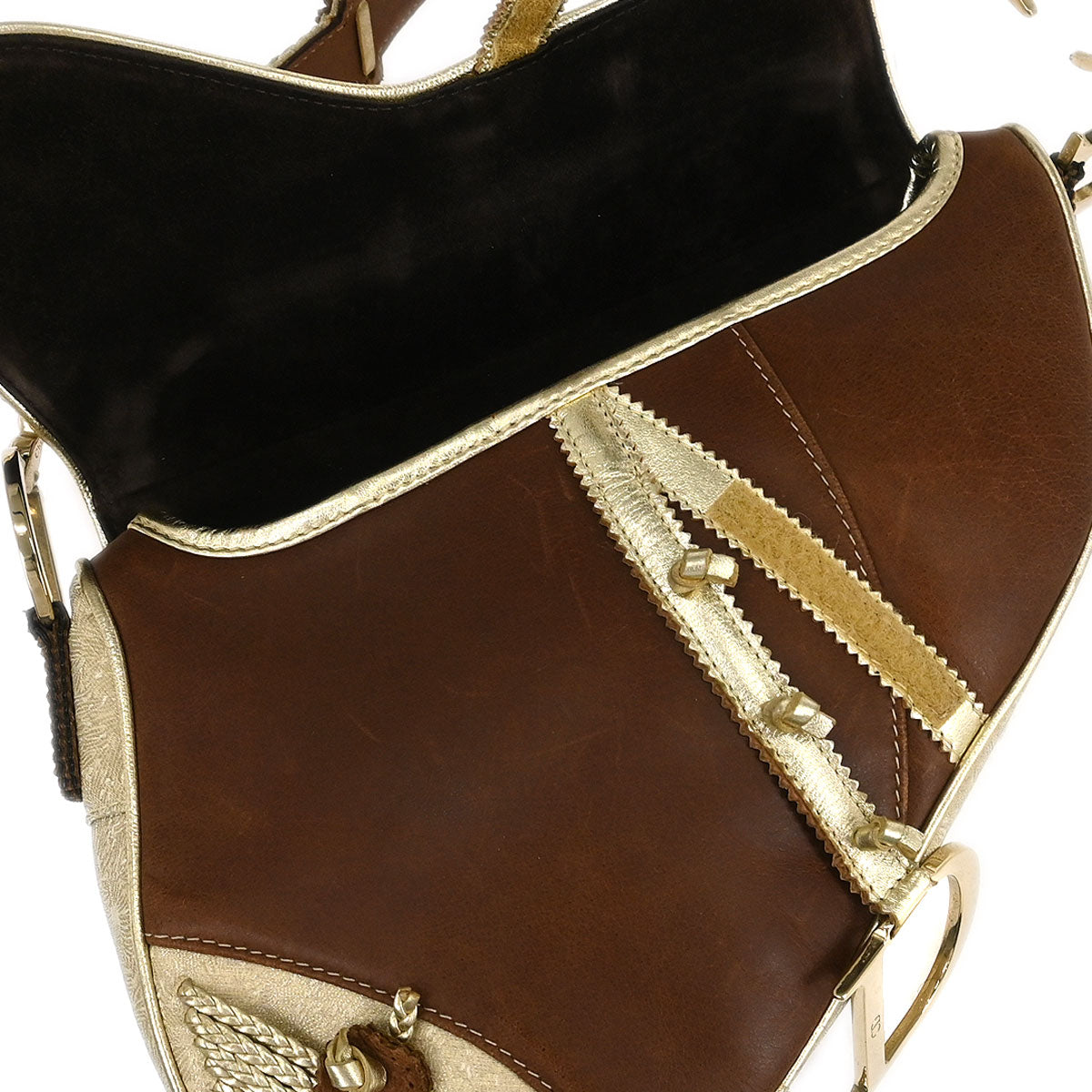 Christian Dior Gold Brown Saddle Handbag
