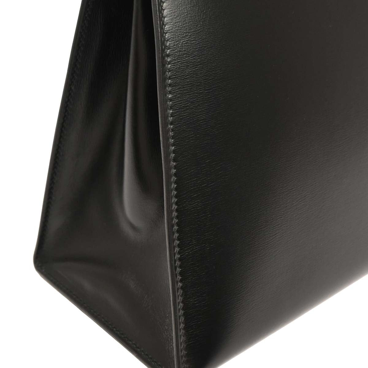 Hermes 1982 Black Box Calf Kelly 32 Sellier Handbag