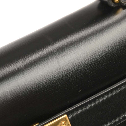 Hermes 1982 Black Box Calf Kelly 32 Sellier Handbag