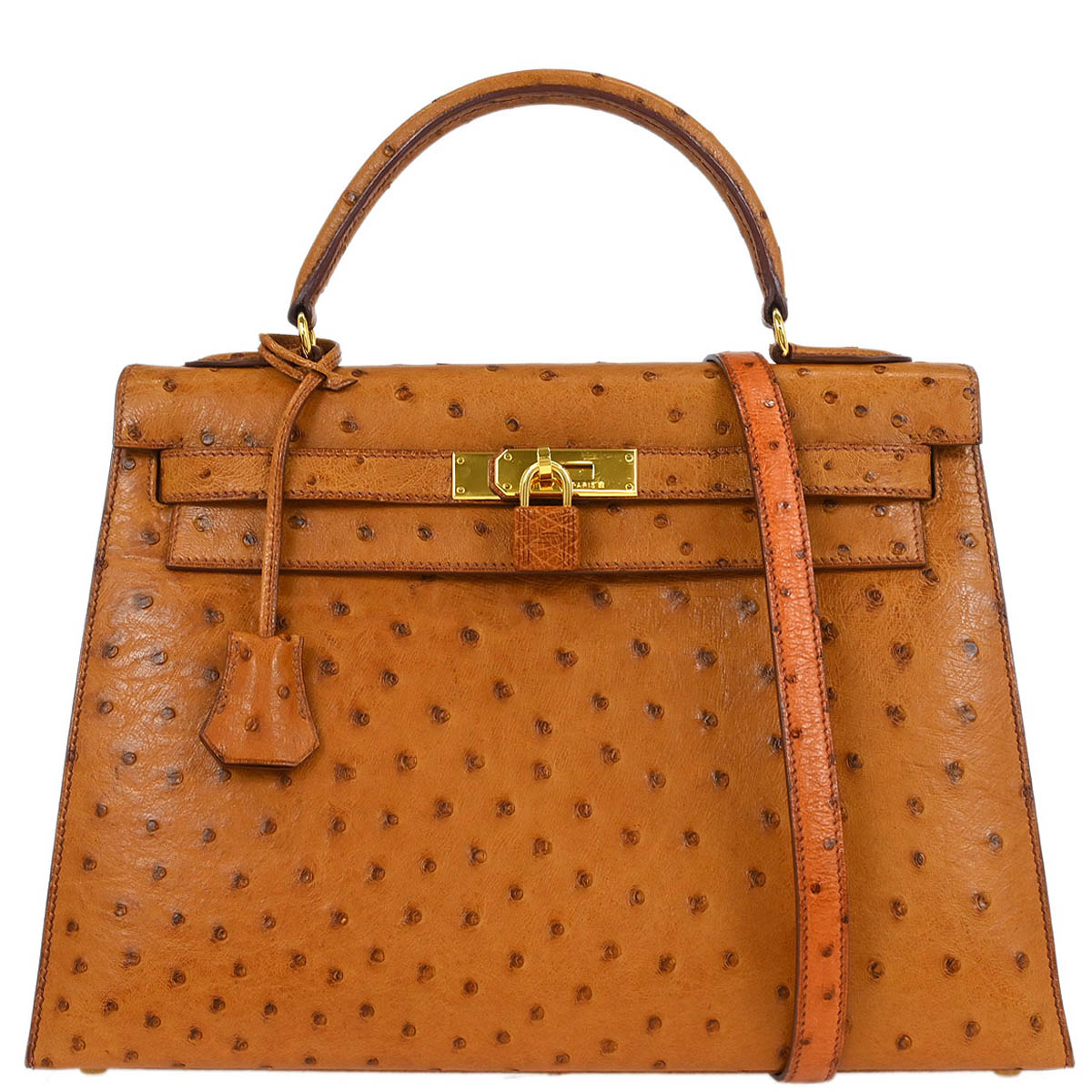 Hermes * 1999 Chestnuts Ostrich Kelly 32 Sellier Handbag