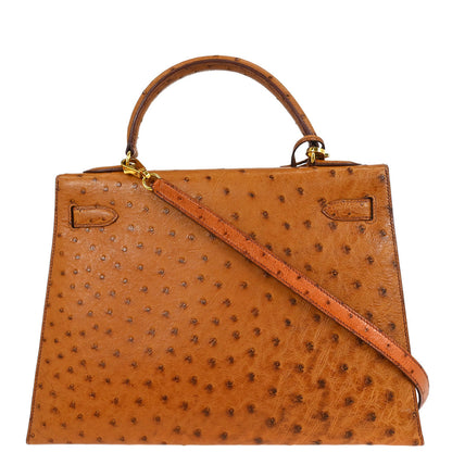 Hermes * 1999 Chestnuts Ostrich Kelly 32 Sellier Handbag