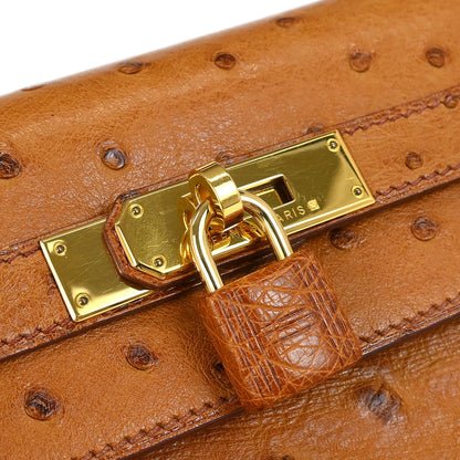 Hermes * 1999 Chestnuts Ostrich Kelly 32 Sellier Handbag