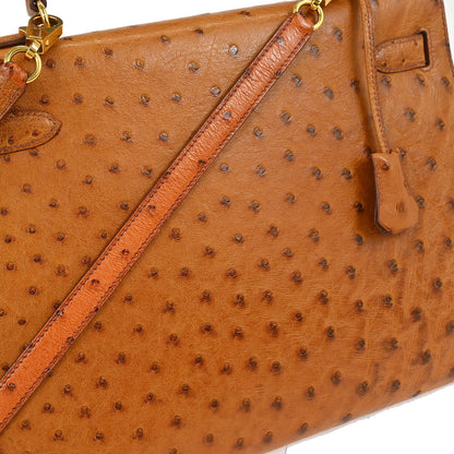 Hermes * 1999 Chestnuts Ostrich Kelly 32 Sellier Handbag