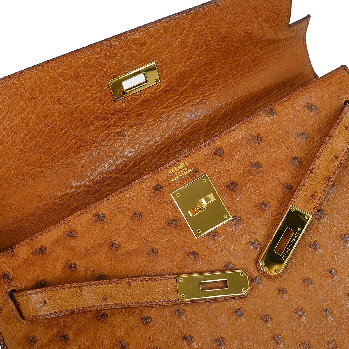 Hermes * 1999 Chestnuts Ostrich Kelly 32 Sellier Handbag