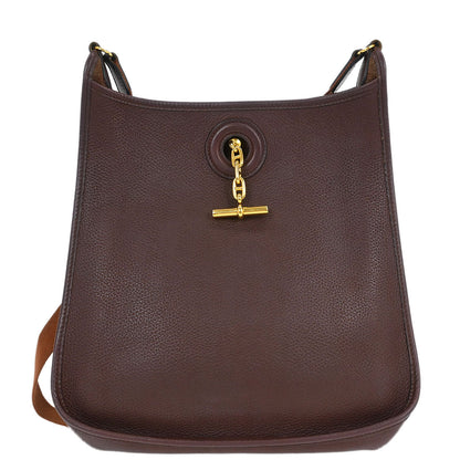 Hermes 1997 Chocolat Taurillon Clemence Vespa PM Shoulder Bag