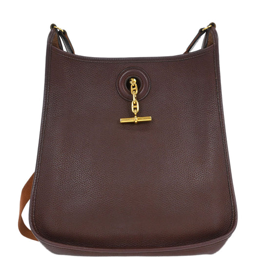Hermes 1997 Chocolat Taurillon Clemence Vespa PM Shoulder Bag