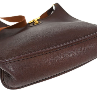 Hermes 1997 Chocolat Taurillon Clemence Vespa PM Shoulder Bag