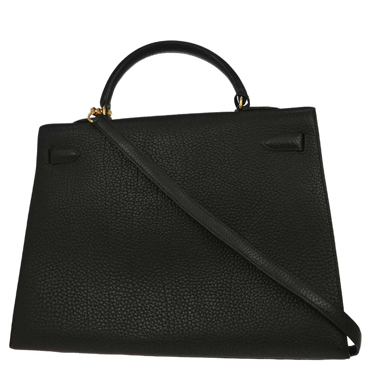 Hermes 1996 Black Ardennes Kelly 35 Sellier 2way Shoulder Handbag