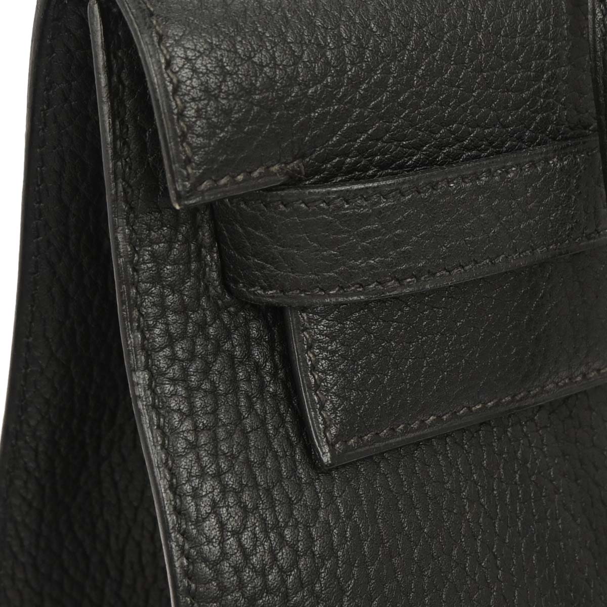 Hermes 1996 Black Ardennes Kelly 35 Sellier 2way Shoulder Handbag