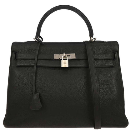 Hermes 2003 Black Taurillon Clemence Kelly 35 Retourne 2way Shoulder Handbag