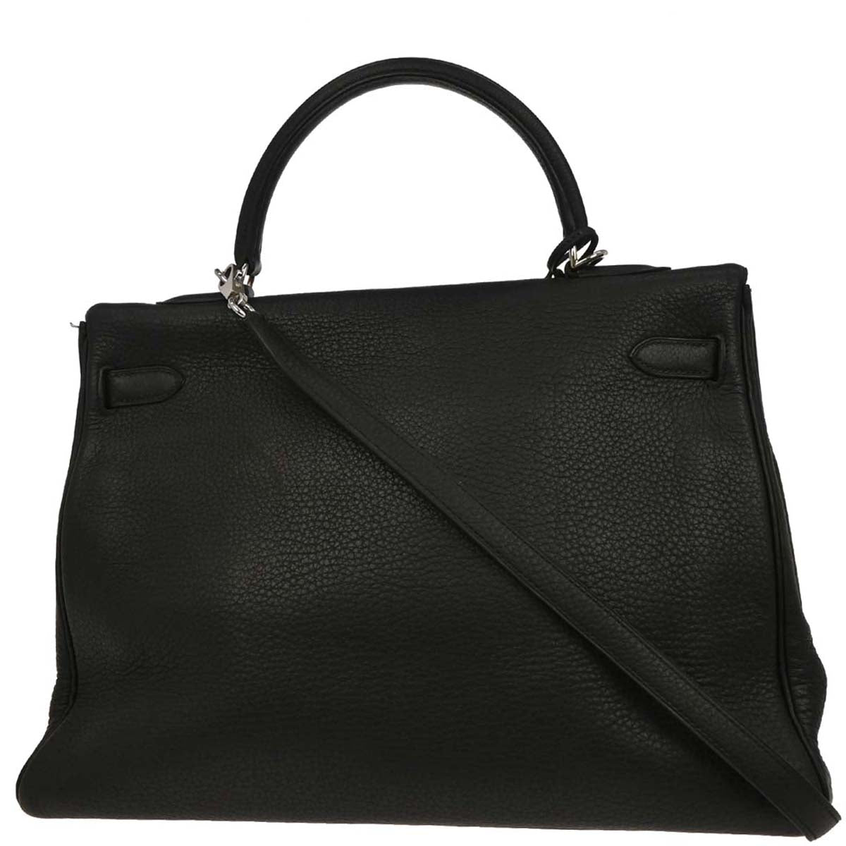 Hermes 2003 Black Taurillon Clemence Kelly 35 Retourne 2way Shoulder Handbag