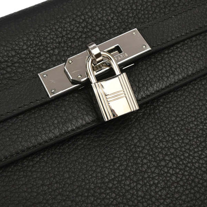 Hermes 2003 Black Taurillon Clemence Kelly 35 Retourne 2way Shoulder Handbag