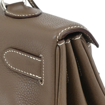 Hermes 2008 Etoupe Gray Taurillon Clemence Shoulder Kelly Handbag