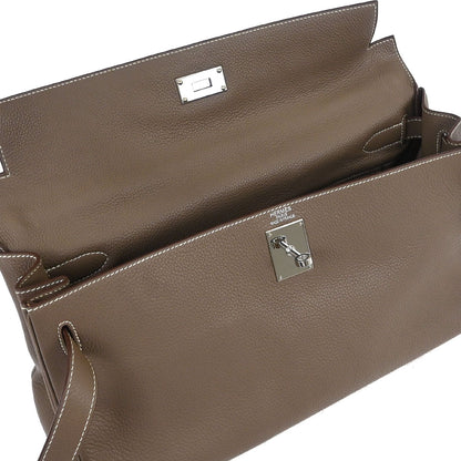 Hermes 2008 Etoupe Gray Taurillon Clemence Shoulder Kelly Handbag