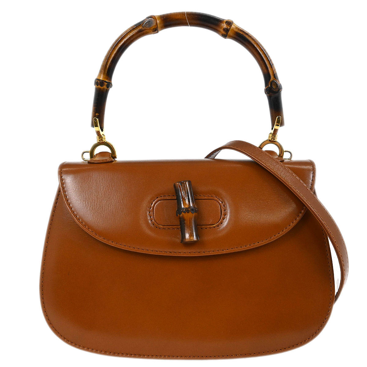 Gucci Brown Bamboo 2way Shoulder Handbag