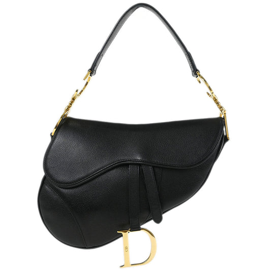 Christian Dior Black Leather Saddle Handbag