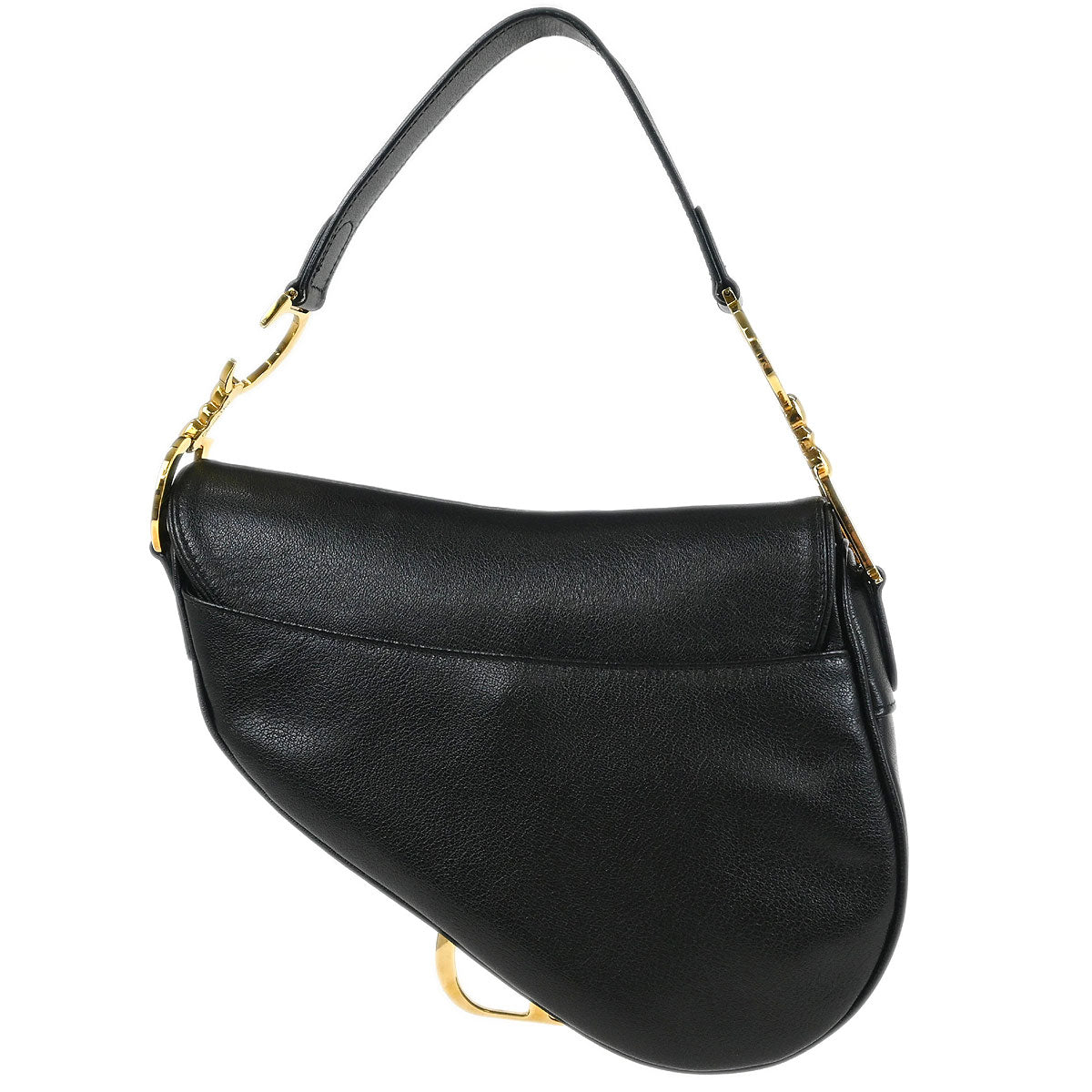 Christian Dior Black Leather Saddle Handbag