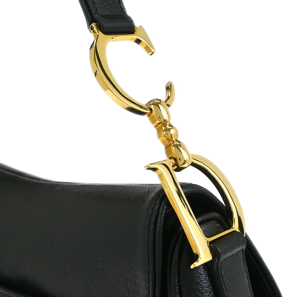 Christian Dior Black Leather Saddle Handbag