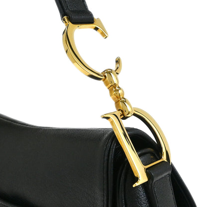 Christian Dior Black Leather Saddle Handbag
