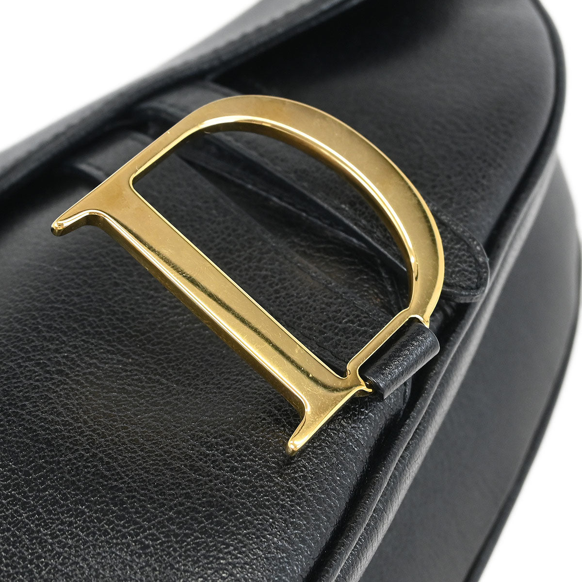 Christian Dior Black Leather Saddle Handbag