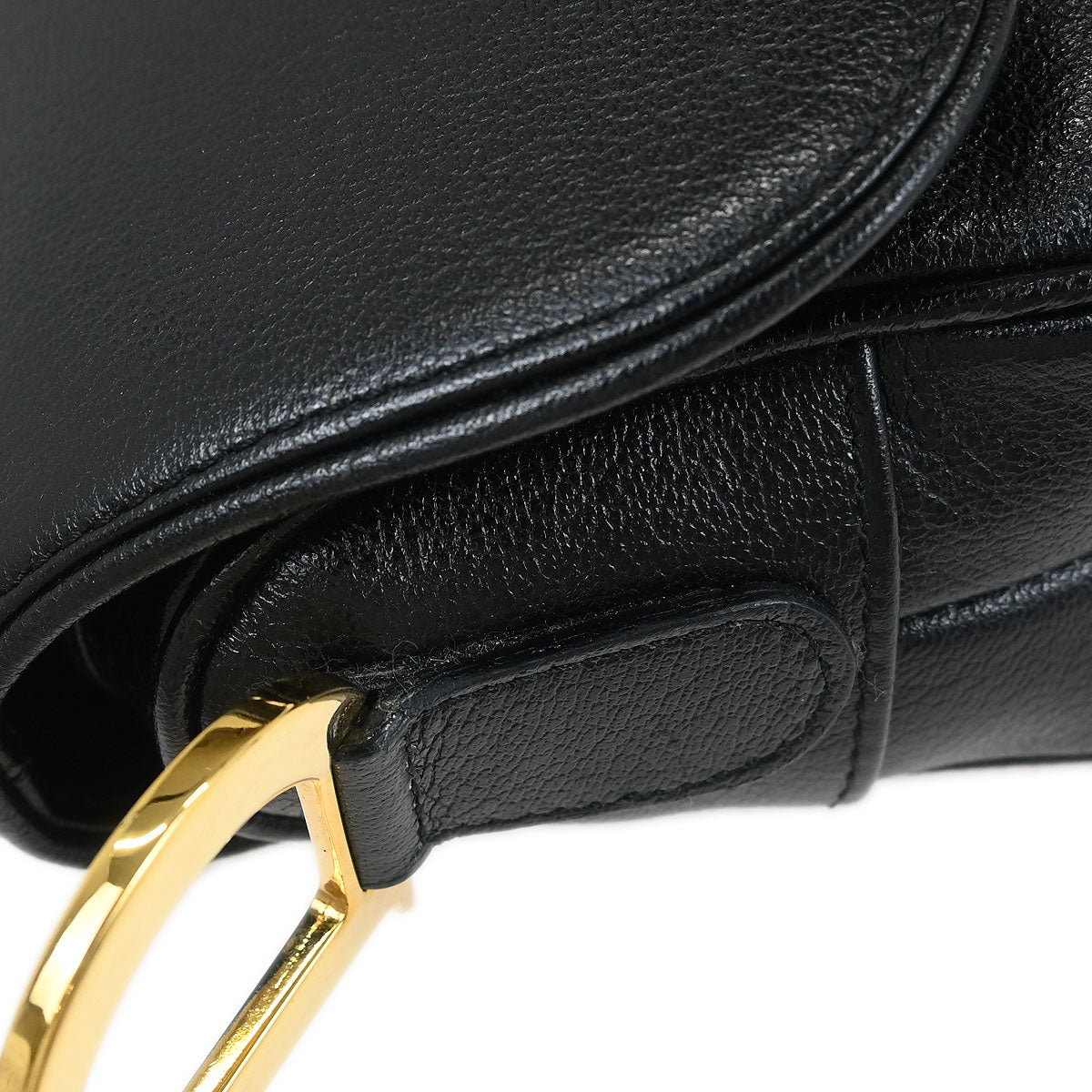Christian Dior Black Leather Saddle Handbag