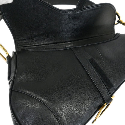 Christian Dior Black Leather Saddle Handbag