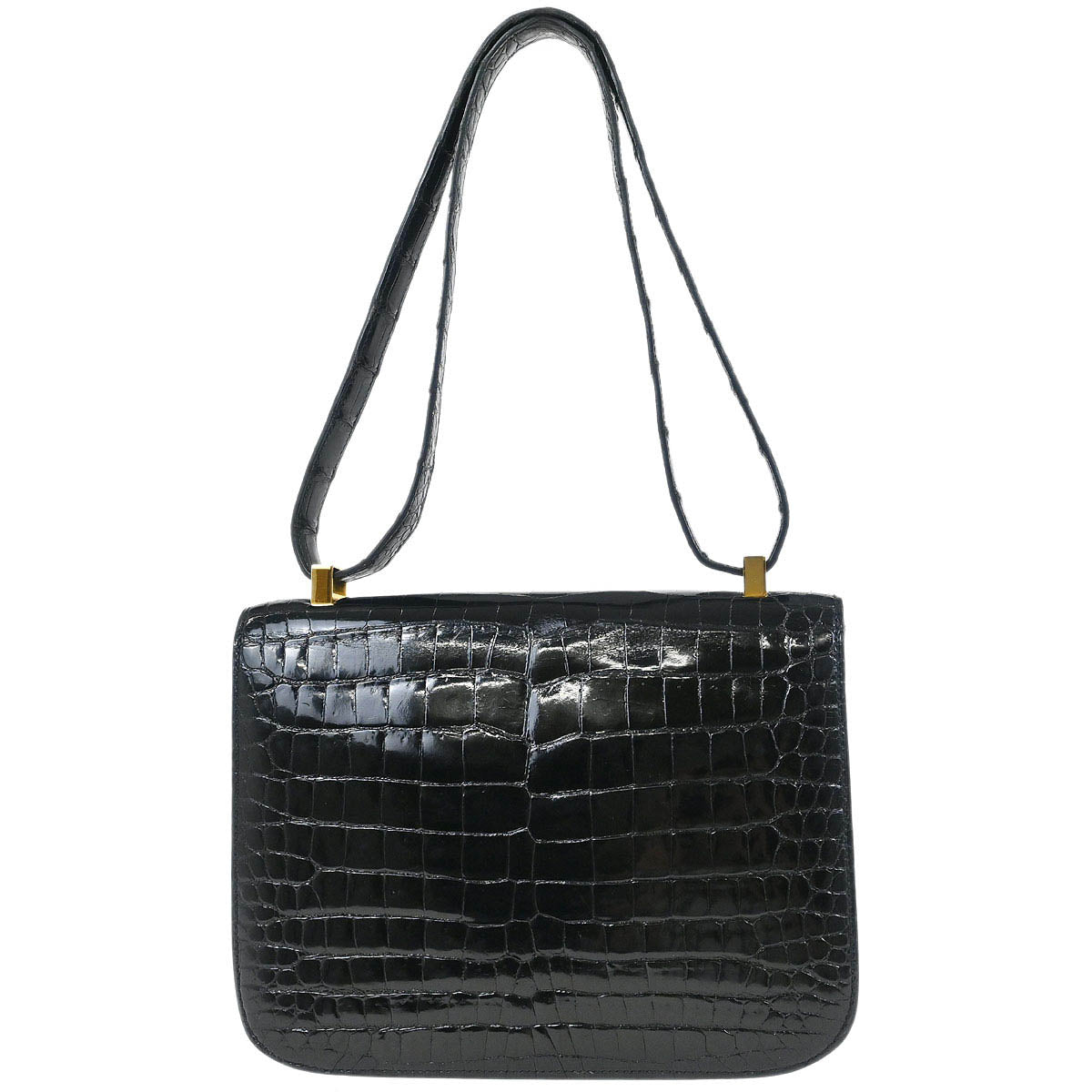 Hermes * 1988 Black Porosus crocodile Constance 23 Shoulder Bag