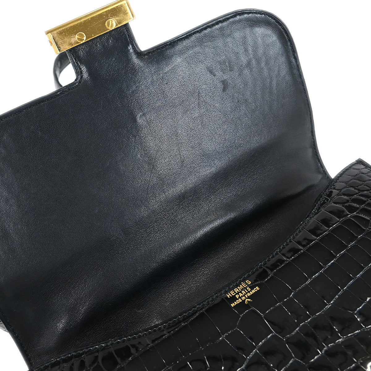Hermes * 1988 Black Porosus crocodile Constance 23 Shoulder Bag