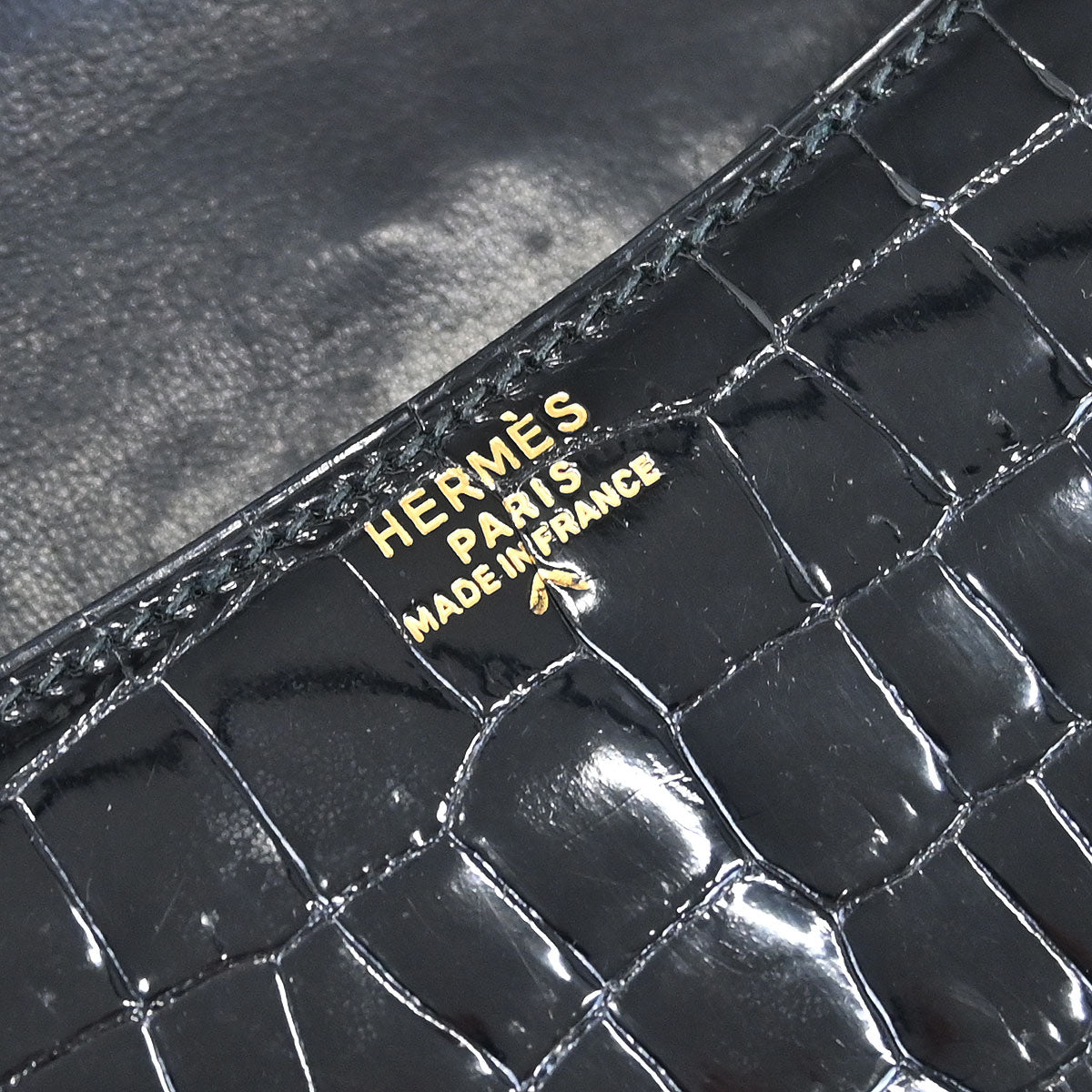 Hermes * 1988 Black Porosus crocodile Constance 23 Shoulder Bag
