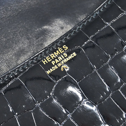 Hermes * 1988 Black Porosus crocodile Constance 23 Shoulder Bag