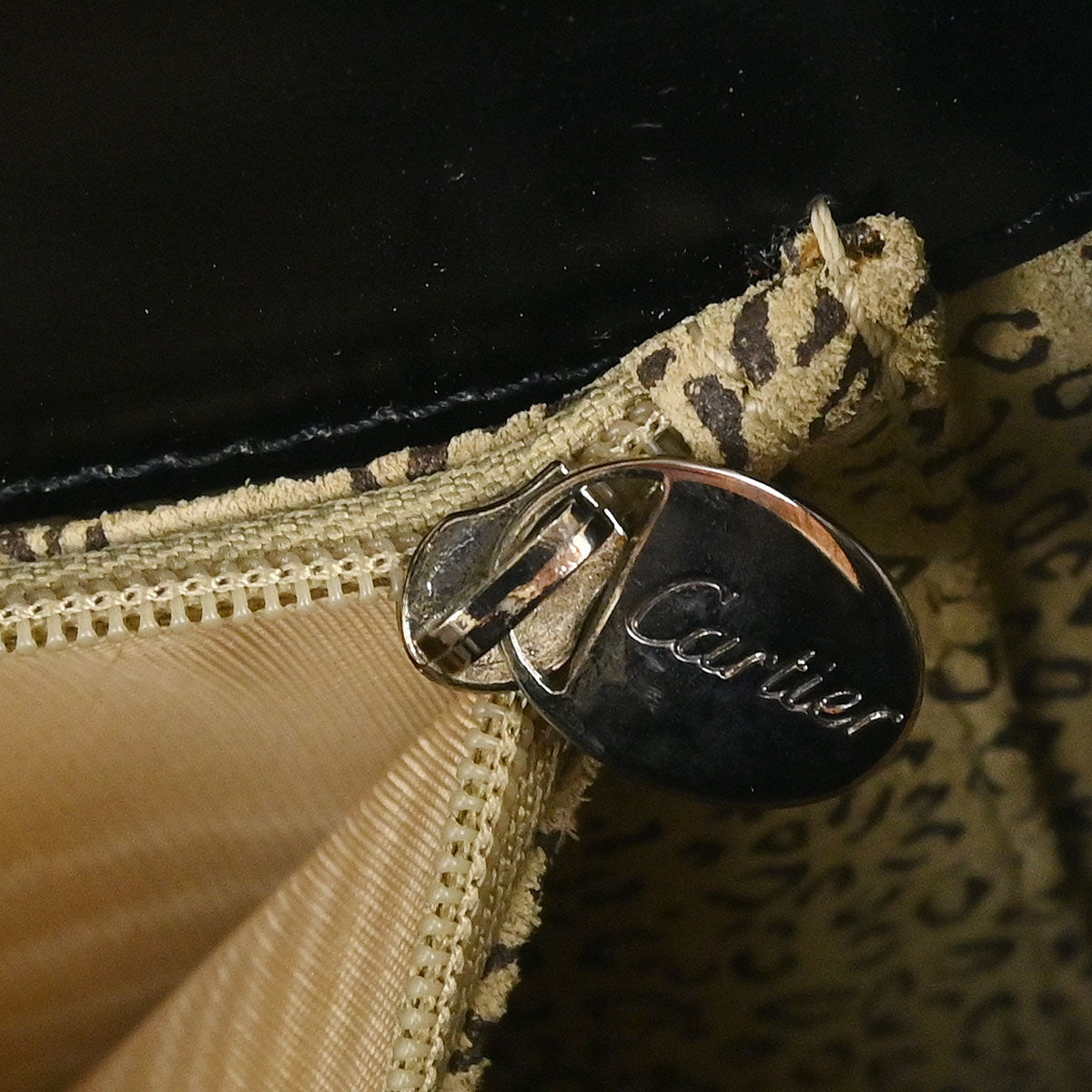 Cartier Black Leather Panthere 2way Shoulder Handbag